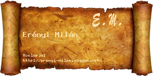 Erényi Milán névjegykártya